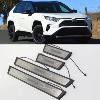 Araba Styling Paslanmaz Çelik Led kapı eşiği tıkama plakası Guard Eşikleri Koruyucu Trim Toyota RAV4 2019-2023