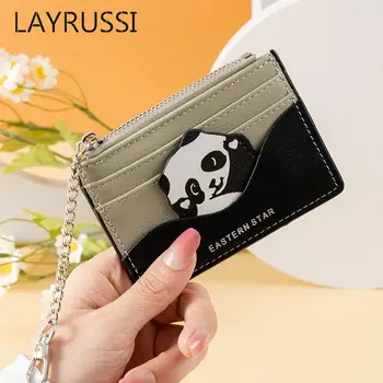 LAYRUSSI Yeni Tasarım Sevimli Panda Çok Fonksiyonlu Cüzdan PU Deri Banka Kredi kart çantası Bayan bozuk para cüzdanı Kadın kart tutucu Cüzdan