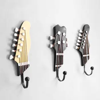 3 adet / takım Yaratıcı Reçine Kanca Gitar Kafa Şekilli Askı Anahtar Elbise Şapka Ceket Havlu Duvar Tutucu Ev Mutfak Depolama Araçları
