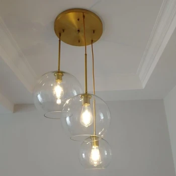 Modern kolye ışık gümüş altın şeffaf cam küre kolye lamba mutfak asılı lamba armatür oturma odası Dekor aydınlatma armatürleri