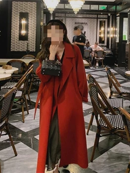 2023 Yeni Uzun Kış Kadın Gerçek Kürk Ceket Çift taraflı Yün Karışımları Kaşmir Gevşek Sıcak Kalın Lüks Moda Streetwear