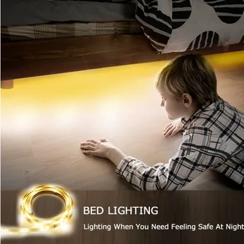Dolap Başucu Lambası yatak ışığı Sıcak Beyaz gece sensörlü led Şerit Otomatik Kapanma Zamanlayıcısı Hareket Aktif Dolap Merdiven lambası