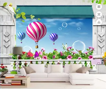 3d fotoğraf duvar kağıdı duvar özel duvar Çiçek pencere sıcak hava balonu TV arka plan duvar ev dekor duvar kağıdı duvarlar için 3 d