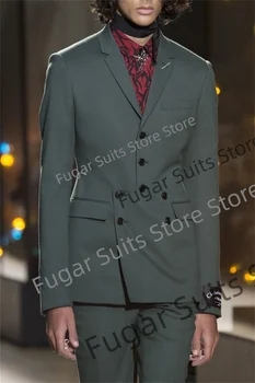Son Tasarım Gri Düğün Erkek Takım Elbise Slim Fit Çentikli Yaka Damat Resmi Smokin 2 Adet Setleri Moda Erkek Blazer Kostüm Homme