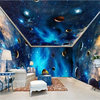 beibehang Yıldız Uzay Toprak Galaxy Gezegen Ev Ev Dekor papel de parede 3D fotoğraf Duvar Kağıdı TV Arka Plan Duvar oturma odası