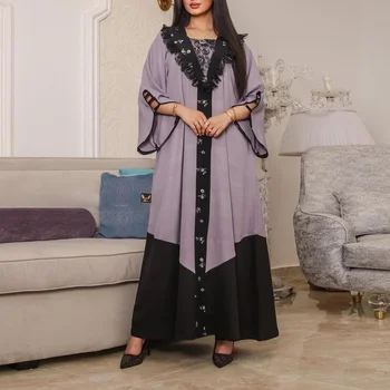 Müslüman uzun elbise Sequins Elbise Yarasa Afrika Dashiki Vestido Hırka Kimono Uzun Elbise Önlük Jubah Orta Doğu Ramazan Arap İslam