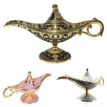 Retro Aladdin Lamba Demlik Metal çay lambası Çinko Alaşım Ofis Ev Masaüstü Dekorasyon Koleksiyonu Zanaat Dekorasyon Süs Dekor