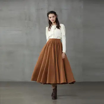 Büyük Salıncak Sonbahar Kış Etekler Kadınlar İçin Moda jupe femme Bayanlar Etek Uzun Etek Ayak Bileği Uzunluğu Kadın Faldas