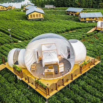 Açık Kamp Şeffaf şişme balon çadır Küresel Temizle Ev Bahçe Kabin Köşkü Yıldızlı Gökyüzü Kubbe İle Ücretsiz Blower
