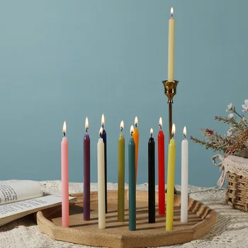 24 adet renkli mumlar ritüeller için sihirli mumlar ev elektrik kesintisi acil aydınlatma mumlar uzun dekore mumlar