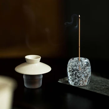 ÖNLÜK Japon Tarzı Kristal Cam Kapak Yerleştirme Figürler Zen Sopa Tutucu Çay Töreni Aksesuarları Süsler