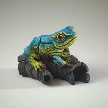 Kurbağa Heykeli Reçine El Sanatları Simülasyon 3D Hayvan Minyatür Figürler Modern Köpekbalığı Kertenkele Bukalemun Baykuş Heykel Ev Dekor için