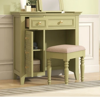 Dresser Pastoral Taze Yeşil makyaj Masası Küçük Yatak Odası Masa Aynası Hepsi Bir Arada Dolap