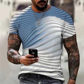 Yaz Soyut Harajuku Giyim T-shirt Moda 3D erkek O-Boyun T-shirt Rahat Rahat Büyük Gömlek Kısa Kollu