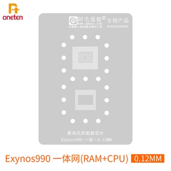 Amaoe BGA Reballing Stencil Samsung Exynos990 CPU RAM Teneke Dikim Lehimleme Net 0.12 MM çelik ızgara