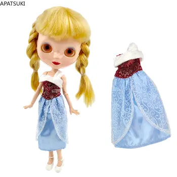 Mor Mavi oyuncak bebek giysileri Blythe Doll İçin Elbise Prenses Elbisesi Neo Blythe 1/6 Bebek Aksesuarları Kıyafetler Licca Bebek