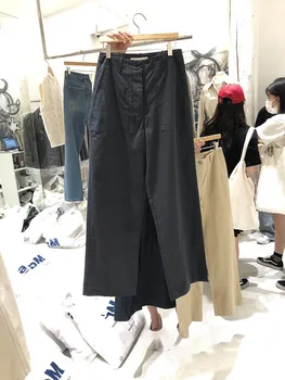 Katı Kat Uzunluk Sweatpants Boyutu Pantolon Gevşek Geniş Bacak Kadın Pantolon Kore Yüksek Sokak Bayan Giyim 2022 Moda Pantolon