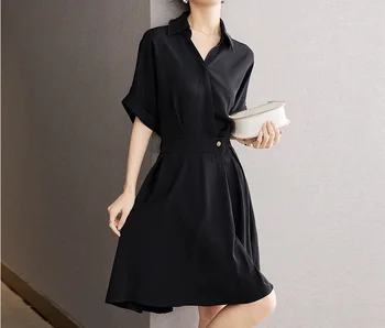 2023 Yeni Stil İnce Kısa Etek Premium Fransız Siyah Bel Wrap Elbise kadın Elbise Bel Wrap Kısa Etek