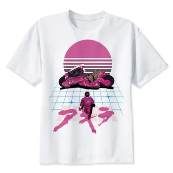 Akira Synthwave T Shirt japon animesi t-shirt Yaz moda gömlek casual beyaz baskı erkek rahat erkekler en tees MR2300