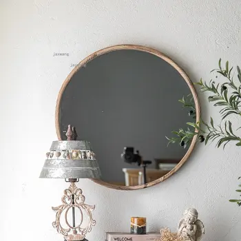Amerikan Kahve Dükkanı Yuvarlak Dekoratif Aynalar Retro Giyim Mağazası Dekorasyon Ayna Basit Aile Yanında Çalışma Duvar Asılı Ayna G