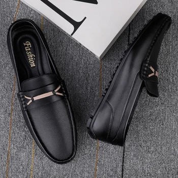 Italyan rahat ayakkabılar Erkekler Marka Resmi Lüks ayakkabı üzerinde Kayma erkek mokasen ayakkabıları Moccasins Hakiki Deri Kahverengi sürüş ayakkabısı Iş