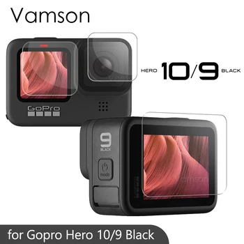 Vamson Temperli Cam Ekran Koruyucu için GoPro Hero 10 9 Siyah Lens Koruma koruyucu film Git pro 12 11 10 Aksesuarları
