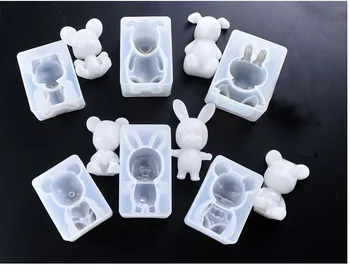 DIY altı 3D bebek kalıp Ayı yavru tavşan pişirme kalıp Hayvan kalıp dekorasyon kalıp kek dekorasyon aracı silikon kalıp