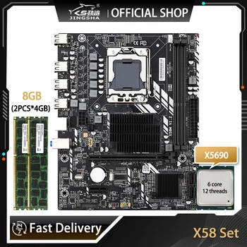 JINGSHA X58 Anakart Kiti İle XEON X5690 CPU Ve 8GB = 2x4GB DDR3 ECC REG RAM LGA 1366X58 Çift Kanallı Anakart PCIE X16 SATA USB