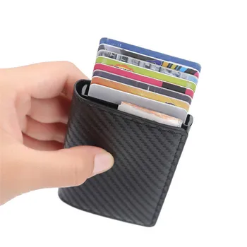 Yeni Karbon Fiber RFID Engelleme erkek Kredi kart tutucu Deri Banka Kartı Cüzdan Kılıf Kart Sahibi Koruma Çanta Kadınlar İçin