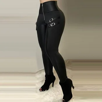 2023 Kadın Moda Rahat Yüksek Bel Pantolon Kadın Pantolon Fermuar Tasarım Kargo Pantolon Moda Rahat Daracık Pantolon