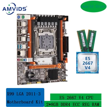 X99 LGA 2011-3X99 Anakart Kiti Intel Xeon E5 2667 V4 CPU ve 2*8GB DDR4 2133MHz ECC REG bellek birleşik Seti SATA3.0 USB3. 0
