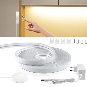 El Süpürme hareket sensörlü LED Şerit 12V Gece Lambası Geçirgen Ahşap Kısılabilir Dokunmatik Anahtarı Neon Bant LED ışıkları mutfak dekoru