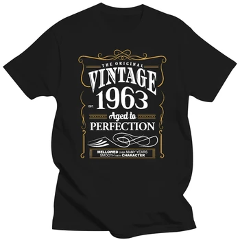 Vintage 1963 Yaşlı Mükemmellik İçin erkek tişört Doğum Günü Yıl Hediye Ona Baba Baba 2019 Yeni Yaz Rahat O-boyun Düz Renk T Shirt