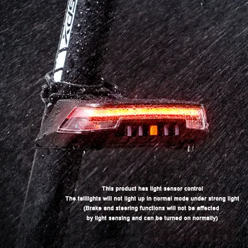 Yeni Arka Lamba Akıllı Su Geçirmez USB Şarj Edilebilir MTB Bisiklet Aksesuarları Fren Lambası Algılama Uzaktan Kumanda direksiyon ışığı