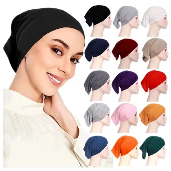 Pamuk Karışımı Müslüman İslam Tüp Underscarf İç Başörtüsü Kap Kaput Türban Şapka Kadın Elastik Kafa Bandı Saç Wrap Mujer Aksesuarları