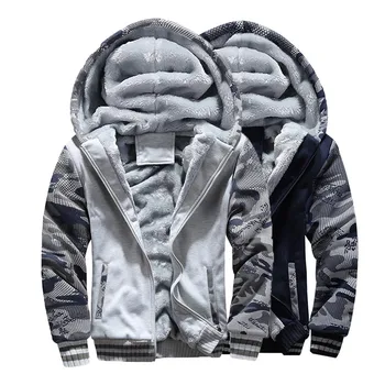 Erkek Sıcak Kalınlaşma Ceket Ceket Kış Sıcak Polar Hood Fermuar Kazak Ceket Dış Giyim Ceket Erkek Spor Mont Dış Giyim Ceketler