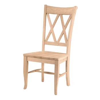 Uluslararası Konseptler Ahşap Çift Kişilik X Sırtlı Sandalye, 2'li Set, Bitmemiş Sandalyeler yemek odası yemek sandalyesi