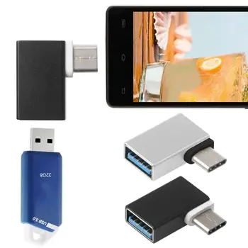 Taşınabilir Alüminyum 90 Derece USB3.1 Tip C USB 3.0 Kadın Veri OTG Dönüştürücü Android Telefon İçin sabit disk sürücüsü