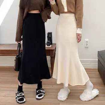 2023 Yeni Şal Etekler Seksi Yaz Yarık Yan Etek Kadın Moda Rahat Uzun Maxi Etek Sıkı Düz Renk Etekler Yeni T165