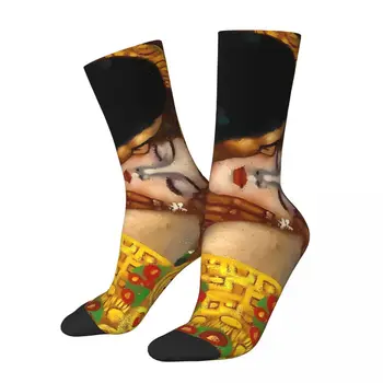 Mutlu erkek Çorapları Renkli Vintage Harajuku Gustav Klimt Okşama Sanat Sokak Stili Dikişsiz Ekip Çılgın Çorap Hediye Desen Baskılı