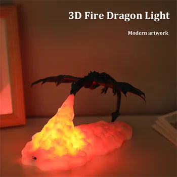 Yaratıcı Yenilik 3D Baskılı Ejderha led gece ışığı Gece Lambası Çocuklar için Ev Ürünleri Yangın Ejderha Buz Dekoratif