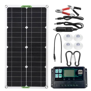 100W güneş panelı Kitleri 12/24V 30A/60A / 100A Denetleyici Güneş Pili çift USB pil şarj cihazı Araba Yat RV Tekne Cep Telefonu