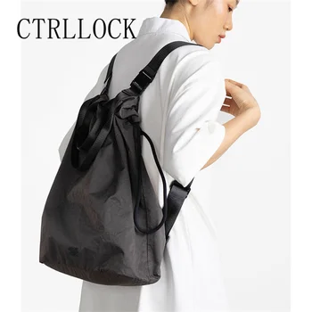 CTRLLOCK Chic Katı Renk Sırt Çantası Rahat Fonksiyonel Tek Omuz Techwear Sapanlar Schoolbag