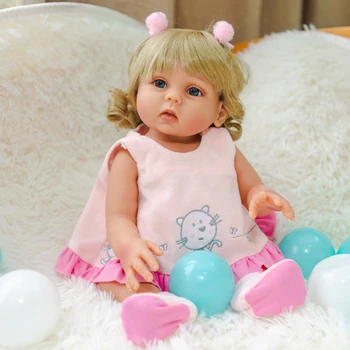 NPK 48 CM reborn bebek yumuşak tam vücut silikon banyo oyuncak su geçirmez kız sarı saçlı el yapımı bebek çocuk hediye için