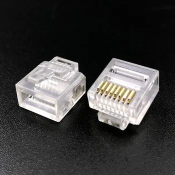 RJ45 8P8C Modüler Ethernet Fişi RJ45 Kısa Gövde Fişi Diyafram 1.0 mm Cat5e Düz Kablo ağ bağlantısı