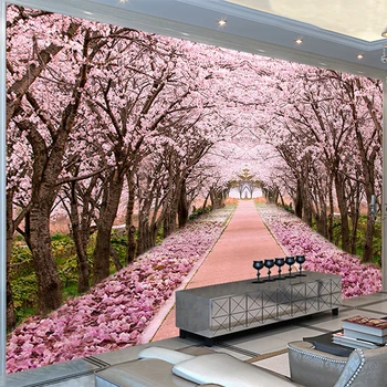 Özel Boyut Duvar Kağıdı 3D Romantik Uzay Uzatma Kiraz Ağacı Duvar Oturma Odası TV Kanepe Ev Dekor Boyama Papel De Parede 3D
