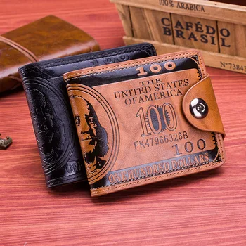 PU Para Klip erkek Kısa Cüzdan Avrupa Amerikan Tarzı Döviz Notları Desen Moda Kredi kimlik kartı tutucu Toka Çoklu Kart