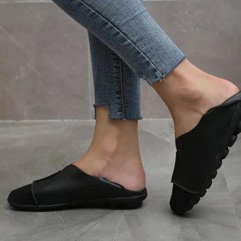 Kadın Flats Yumuşak Tabanlı PU deri ayakkabı İlkbahar Sonbahar Artı Boyutu Rahat Kadın kaymaz Flats Bayanlar loafer ayakkabılar