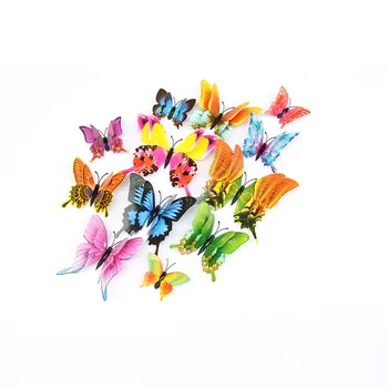12 adet 3D Çift Katmanlı Simüle Kelebekler duvar çıkartmaları Oturma Odası Dekor Düğün Çocuk Odası Dekorasyon DIY Duvar Sanatı Çıkartmaları