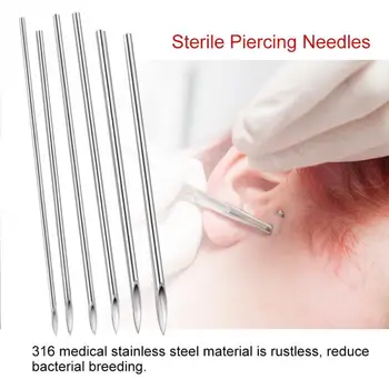 6 Tip 100 ADET Piercing İğneler Steril Tek Kullanımlık Dövme Vücut Piercing İğneler 14G 15G 16G 17G 18G 20G Burun Kulak Dudak